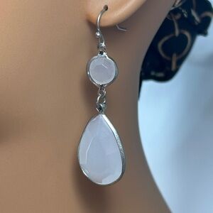 Chic Silver and Translucent White Drop Earrings